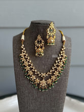 Load image into Gallery viewer, 22k Gold plated Green Layered Tayani Premium Necklace set
