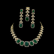 Load image into Gallery viewer, Tayani Gold plated Green Mehendi Polish Necklace set with maangtikka
