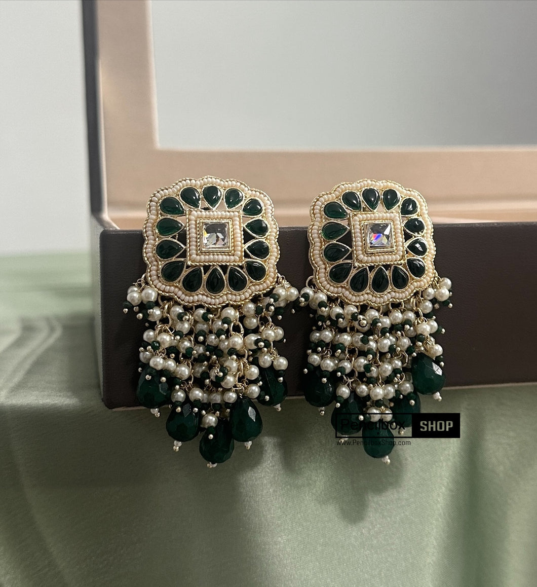 Kundan Polki Pearl Jhumka earrings