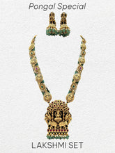 Load image into Gallery viewer, Long Lakshmi ji Pearl Kemp Stone multicolor Mala Necklace set
