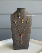 Load image into Gallery viewer, Long Delicate Pachi kundan multicolor Lotus necklace set
