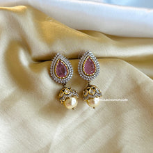 Load image into Gallery viewer, 22k gold plated Pearl Drop Golden Tayani Doublet Earrings
