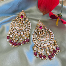 Load image into Gallery viewer, Tayani statement 22k Gold plated Chandbali Earrings
