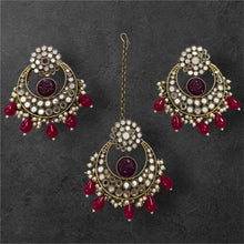 Load image into Gallery viewer, Colors-Golden Mirror Big Pearl Chandbali Earrings with Maangtikka
