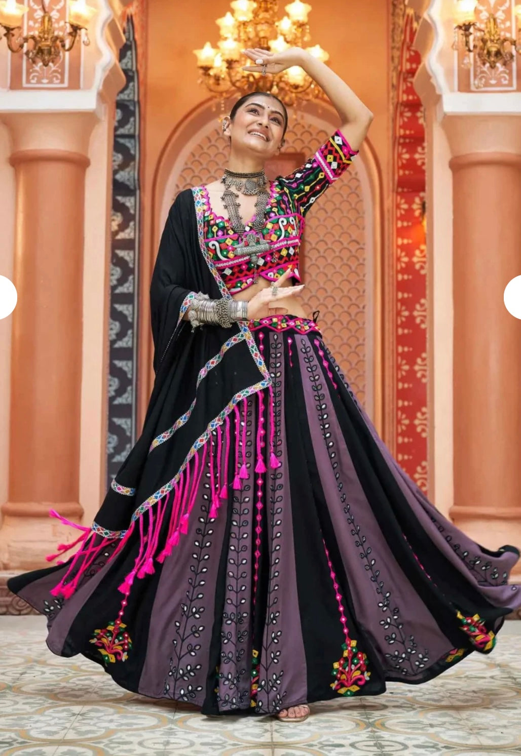 PRE ORDER Purple Black Multicolor Navratri lehenga choli