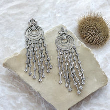 Load image into Gallery viewer, Victorian American Diamond Long Tassel Drop Statement Earrings
