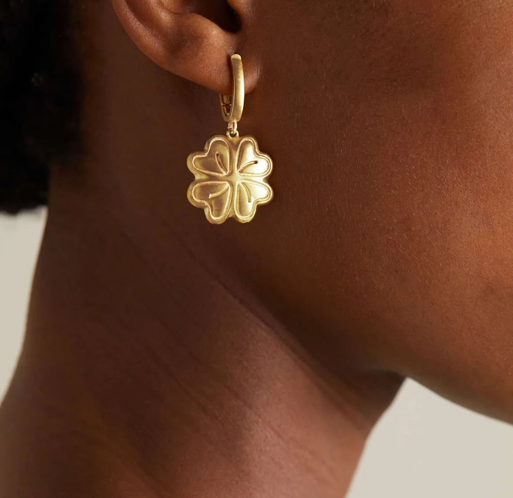 18k gold plated Clover Flower stainless steel earrings IDW