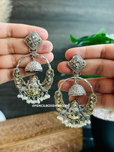 Load image into Gallery viewer, Lakshmi ji Chatri German silver jhumka Earrings
