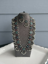 Load image into Gallery viewer, Saanvi German silver Shades of Blue Multicolor Premium Long Statement Necklace set
