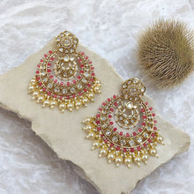 Load image into Gallery viewer, Premium White Pearl Chandbali Tayani 22k Gold plated Earrings
