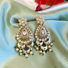 Load image into Gallery viewer, Tayani Enamel cutwork Premium gold plated Long Dangling Earrings
