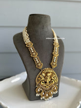 Load image into Gallery viewer, White Pearl Krishna Golden Bridal Heavy necklace set
