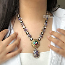 Load image into Gallery viewer, Purple Multicolor Moissanite Premium Pachi  antique Necklace set
