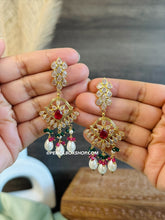 Load image into Gallery viewer, 14k Gold plated Multicolor Drop Temple earrings
