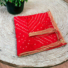 Load image into Gallery viewer, Georgette Gota Work Border Red Bandhani dupatta
