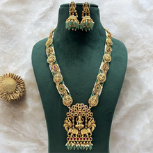 Load image into Gallery viewer, Long Lakshmi ji Pearl Kemp Stone multicolor Mala Necklace set
