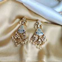 Load image into Gallery viewer, Tayani Premium gold plated Long Enamel Dangling Earrings
