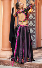 Load image into Gallery viewer, PRE ORDER Purple Black Multicolor Navratri lehenga choli
