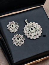 Load image into Gallery viewer, Peacock Cz Silver Pendant set
