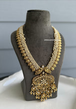 Load image into Gallery viewer, Long Heavy Flower Kundan Hanging Pearl Drop Statement Premium Necklace set
