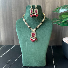 Load image into Gallery viewer, Tayani Gold plated Ruby Doublet Dainty Necklace set
