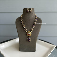 Load image into Gallery viewer, Purple Multicolor Moissanite Premium Pachi  antique Necklace set
