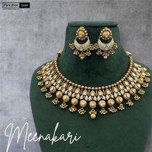 Load image into Gallery viewer, Moissanite Enamel Meenakari Gold matte Finish Necklace set
