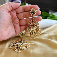 Load image into Gallery viewer, Temple Pearl Kundan Long Dangling temple jewelry
