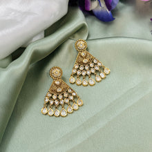 Load image into Gallery viewer, Golden Stone Carved Indian ethnic Earrings
