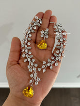 Load image into Gallery viewer, Trisha Certified Svarovski American Diamond Yellow necklace set
