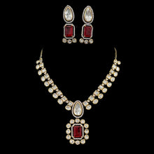 Load image into Gallery viewer, Tayani Gold plated Ruby Doublet Victorian Necklace set
