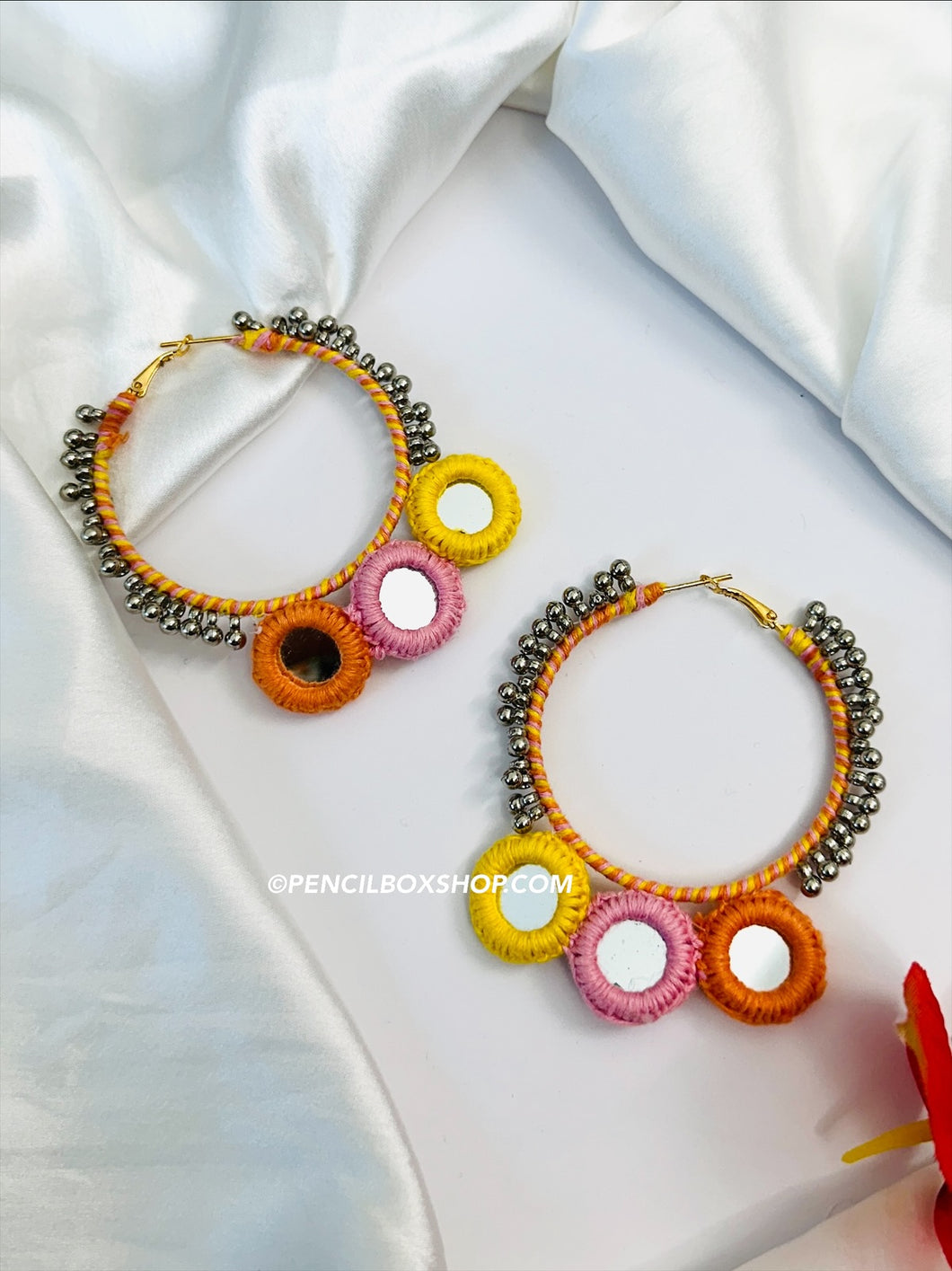 Pastel Multicolor Handmade beaded earrings Hoop earrings