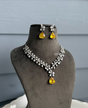 Load image into Gallery viewer, Trisha Certified Svarovski American Diamond Yellow necklace set
