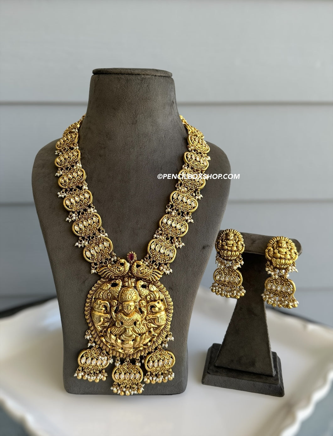 Heavy Lakshmi ji Elephant Kundan Statement premium Long Necklace set