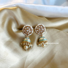 Load image into Gallery viewer, Tayani Premium Enamel gold plated Beads Small Jhumki Earrings
