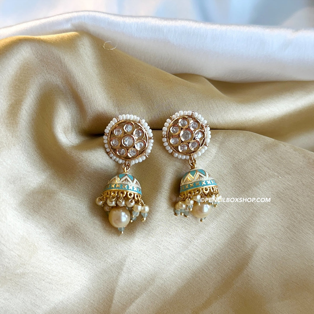 Tayani Premium Enamel gold plated Beads Small Jhumki Earrings