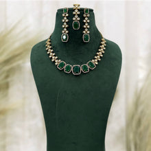 Load image into Gallery viewer, Tayani Gold plated Green Mehendi Polish Necklace set with maangtikka
