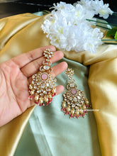 Load image into Gallery viewer, Tayani 22k gold plated Pink chandbali earrings
