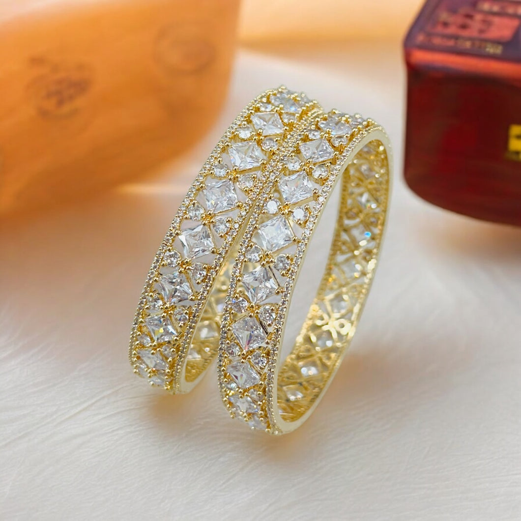 Pair of Premium Golden American Diamond kada