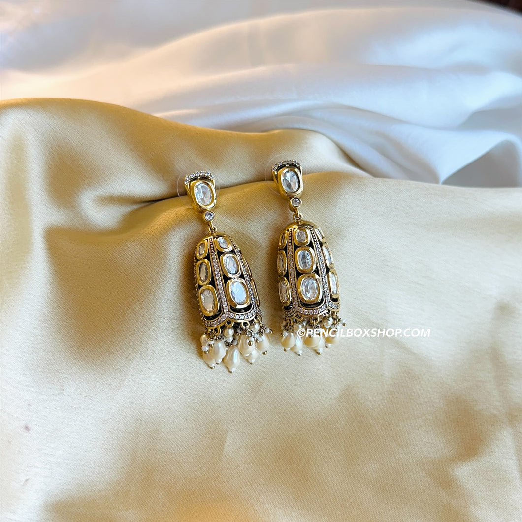 Tayani statement 22k Gold plated Pearl jhumki  Earrings