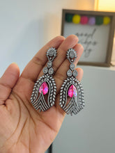 Load image into Gallery viewer, American diamond Crystal Multicolor Pink shade Long Dangling earrings
