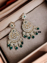 Load image into Gallery viewer, 22k Gold plated Tayani chandbali Beads Stone Earrings
