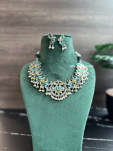 Load image into Gallery viewer, German silver Peacock Fusion Multicolor Necklace set
