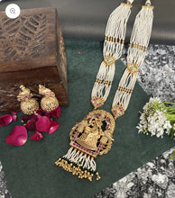 Load image into Gallery viewer, Multicolor Pearl Krishna With Flute  kemp stone Long haram Necklace set templejewelry
