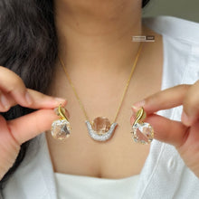 Load image into Gallery viewer, Nita Ambani American Diamond Crystal golden Designer Pendant necklace set
