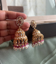 Load image into Gallery viewer, Tayani statement Carved 22k Gold plated Jhumki Earrings
