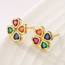 Load image into Gallery viewer, Multicolor Flower Gold plated Tiny Small Stud earrings IDW
