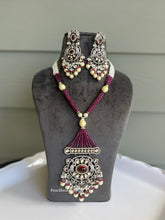 Load image into Gallery viewer, 22k Gold plated Tayani Long Ruby Bird Premium Statement Necklace set
