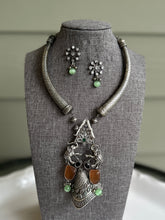 Load image into Gallery viewer, German Silver Elephant Stone Hasli necklace set
