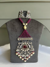 Load image into Gallery viewer, 22k Gold plated Tayani Long Ruby Bird Premium Statement Necklace set
